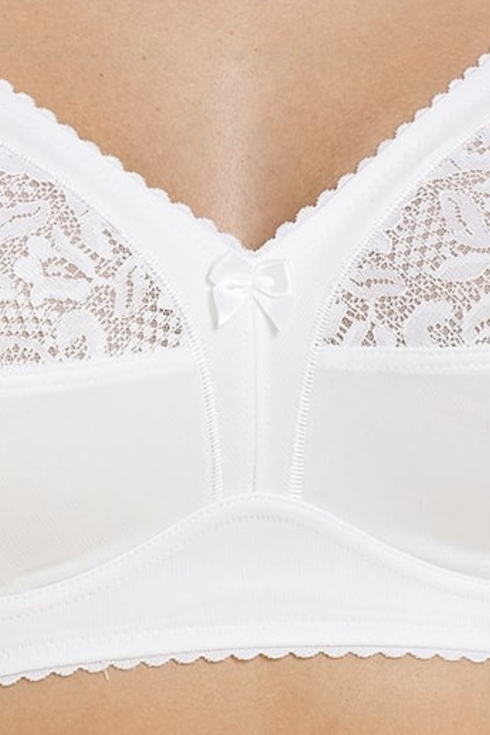 White Non Wired Half Lace Soft Cup Bra