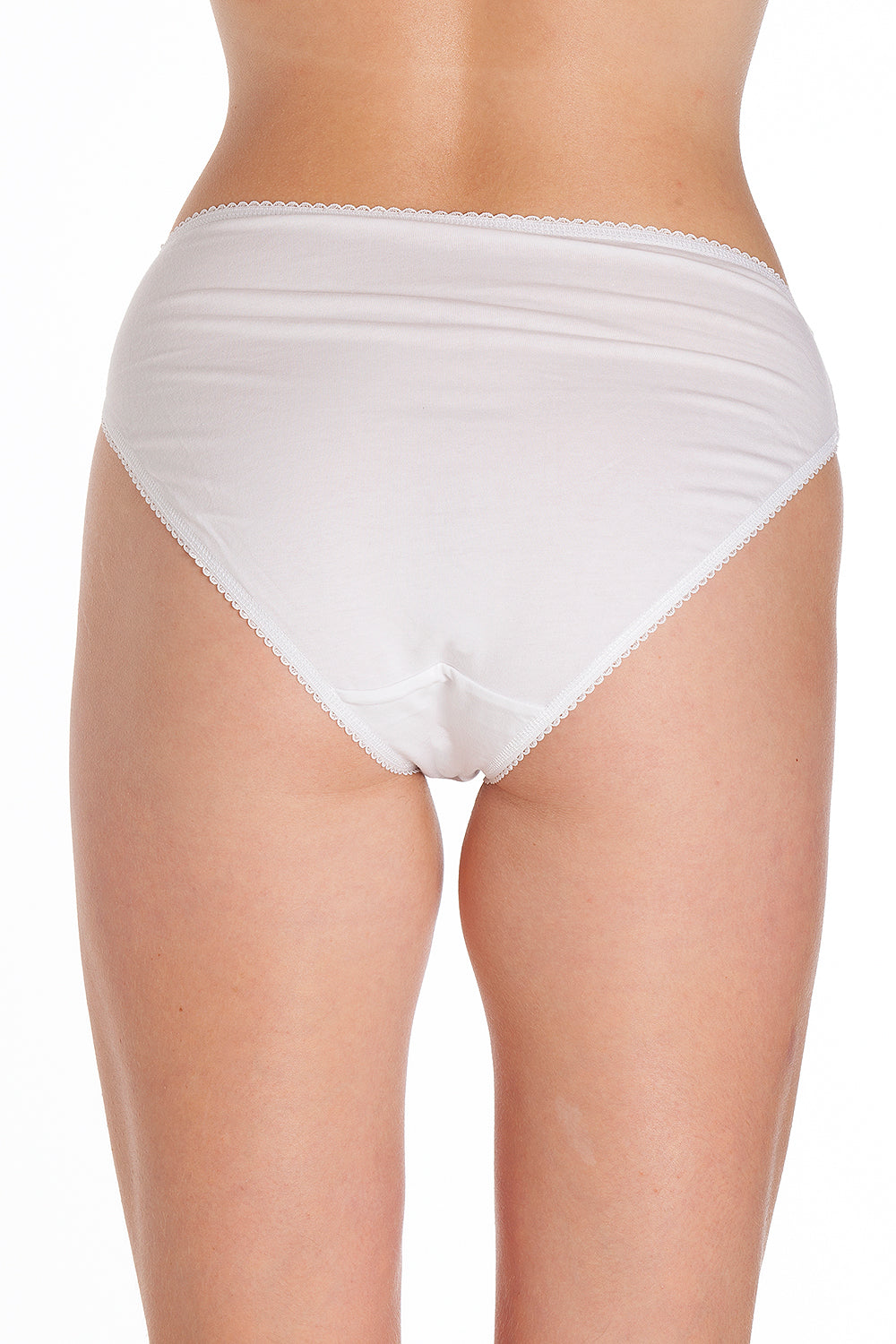 Womens Three Pack White Floral Lace Front High Leg Briefs