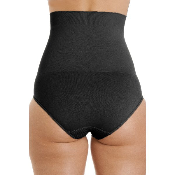 Womens Black Seamfree Shapewear Comfort Hi Waisted Control Brief