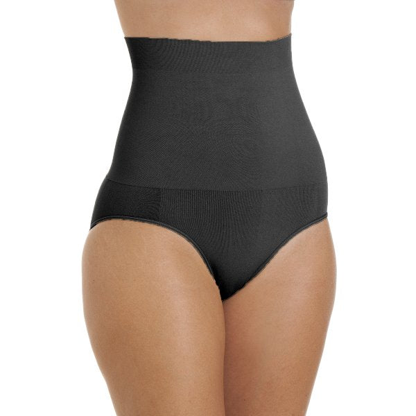 Womens Black Seamfree Shapewear Comfort Hi Waisted Control Brief