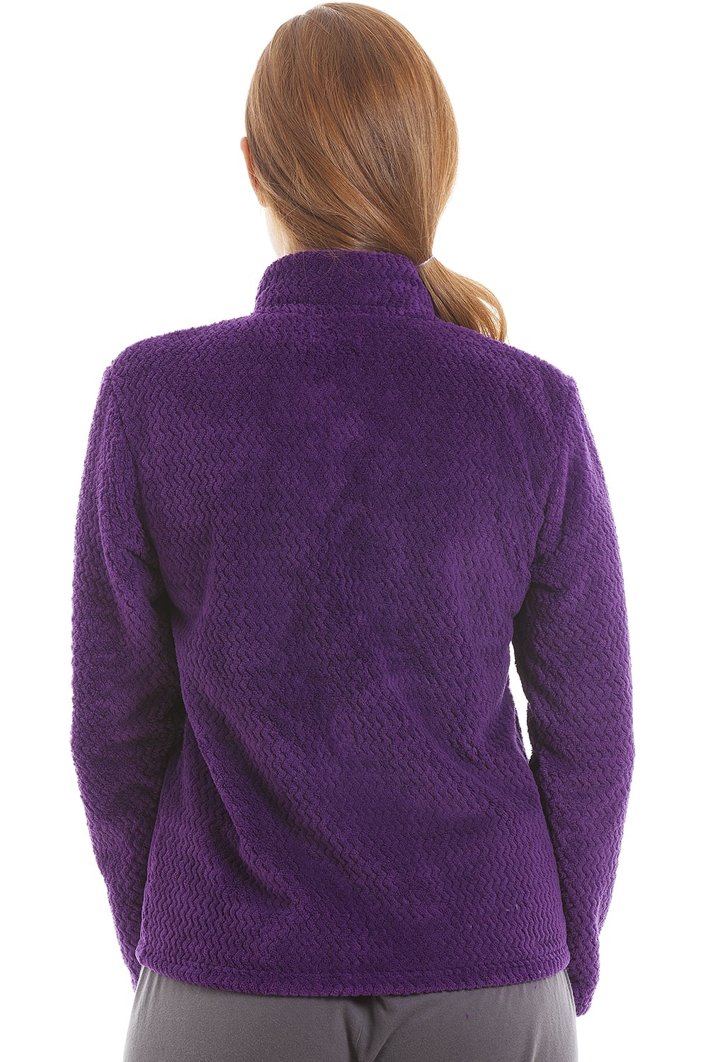 Womens Zip Front Soft Textured Fleece Bed Jackets