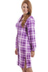 Lilac Checkered Long Sleeve Button Front Nightshirt