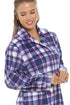 Purple & Navy Checkered Fleece Button Front Nightshirt