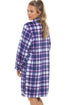Purple & Navy Checkered Fleece Button Front Nightshirt