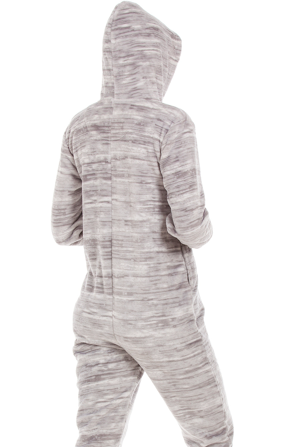 Womens Supersoft Fleece Marble Grey Hooded Onesie