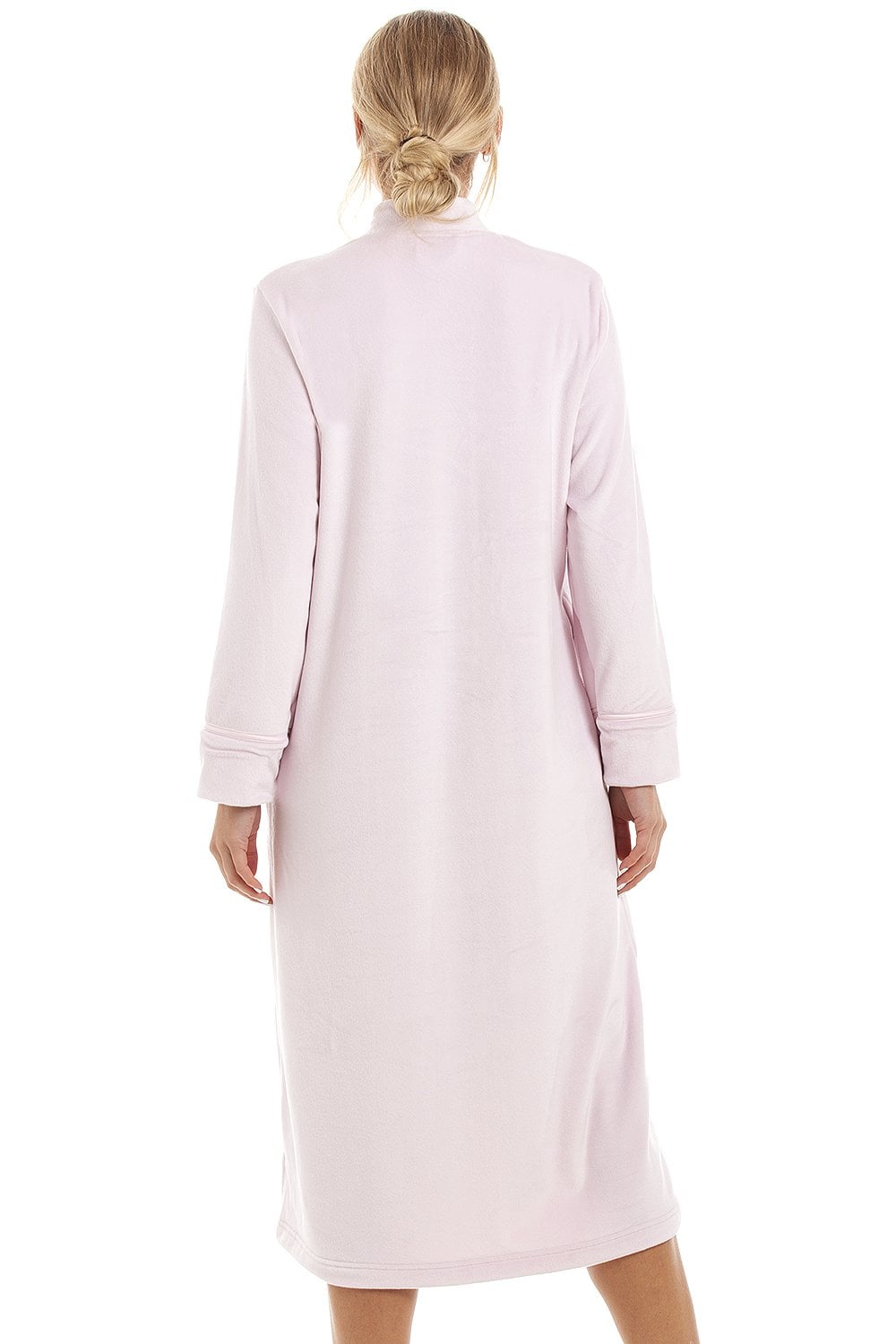 Womens Supersoft Button Front Pink Housecoat