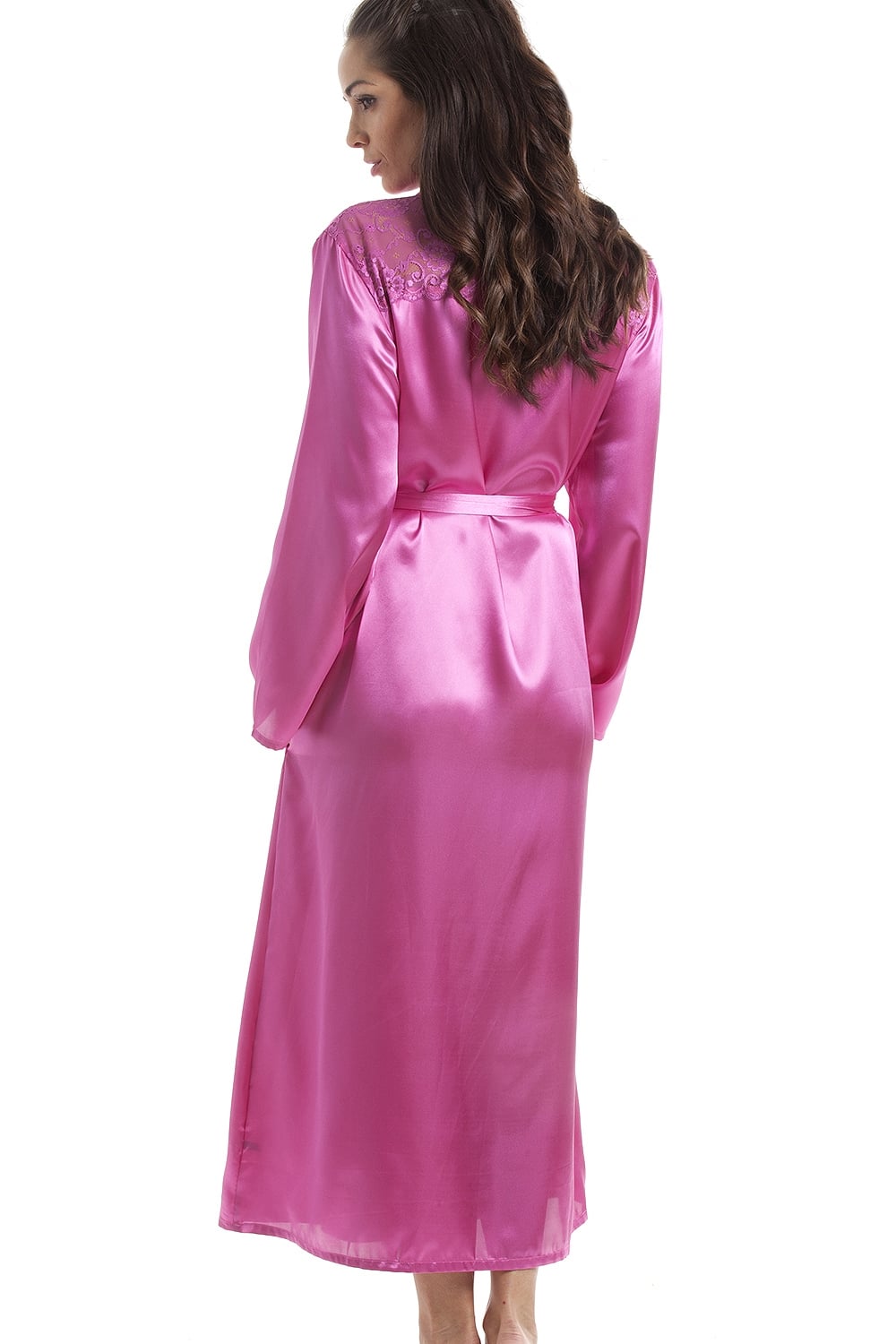 Womens Pink Luxury Satin Dressing Gown