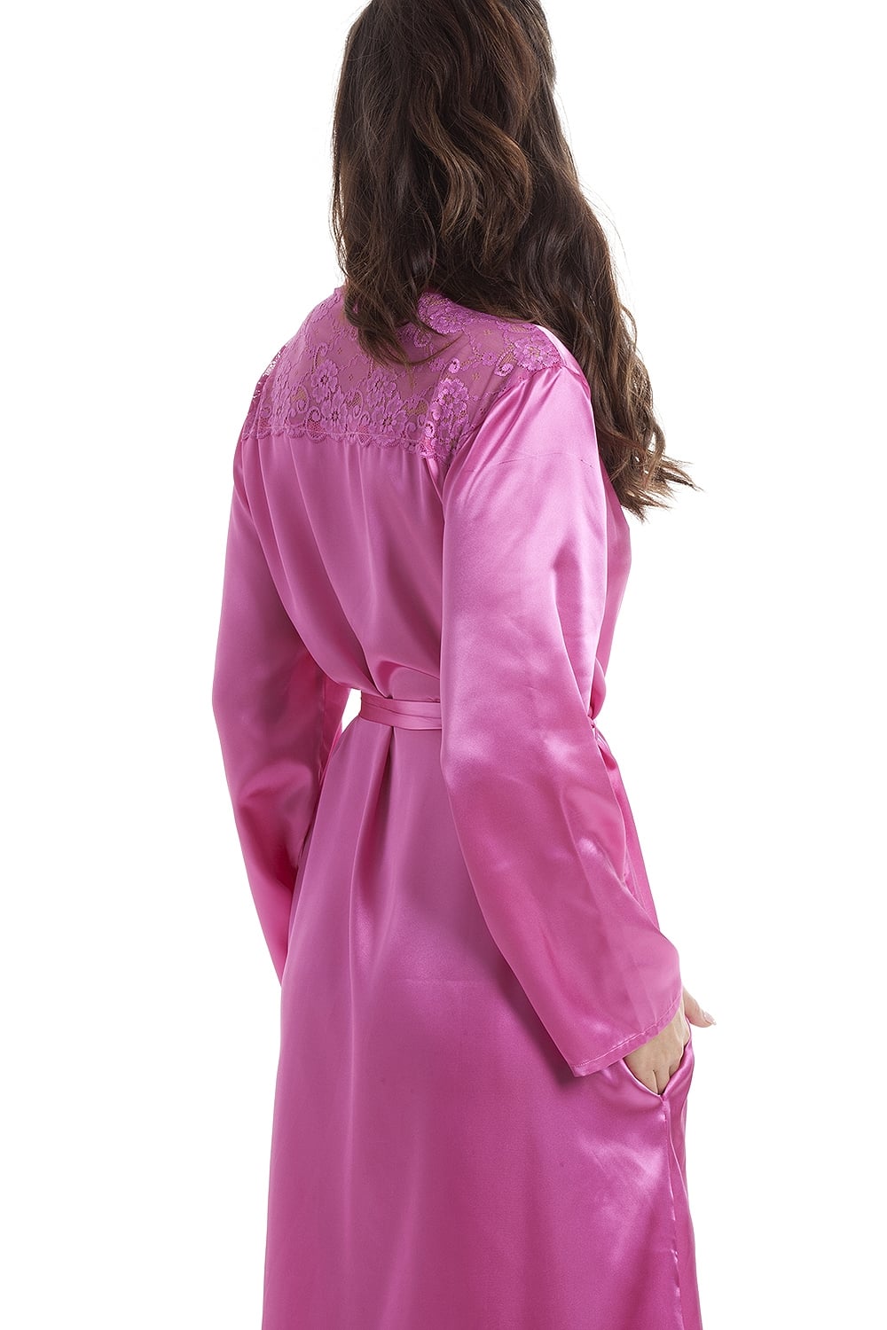 Womens Pink Luxury Satin Dressing Gown