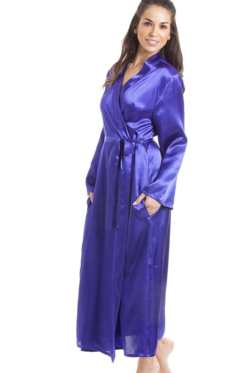Womens Purple Luxury Satin Dressing Gown