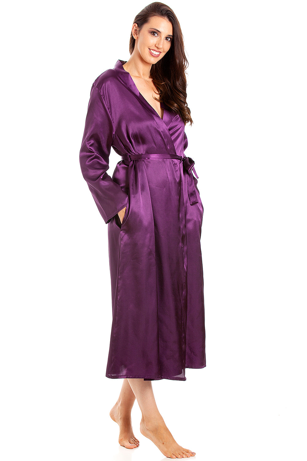 Camille Womens Purple Long Satin Wraps