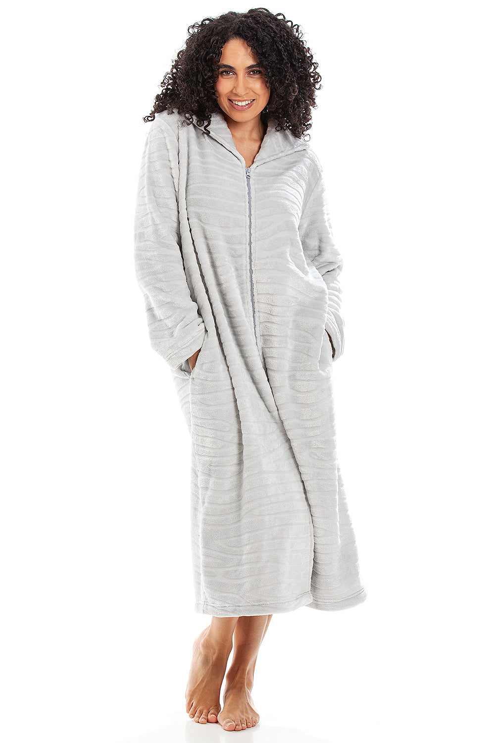 Womens Supersoft Fleece Zip Up Animal Print Robes