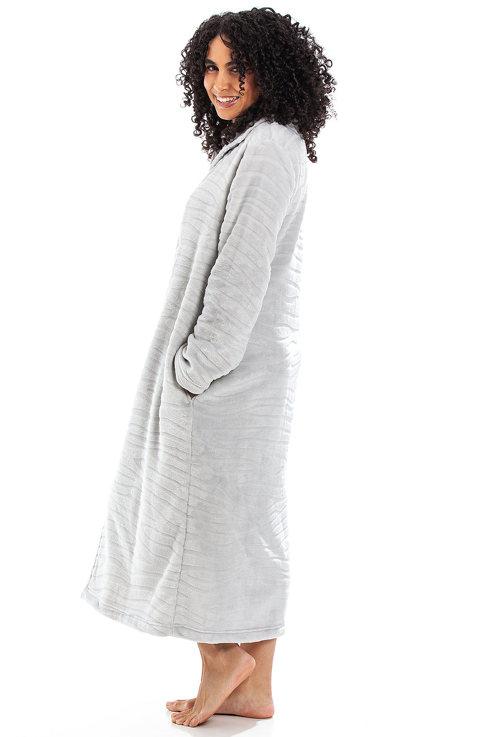 Womens Supersoft Fleece Zip Up Animal Print Robes