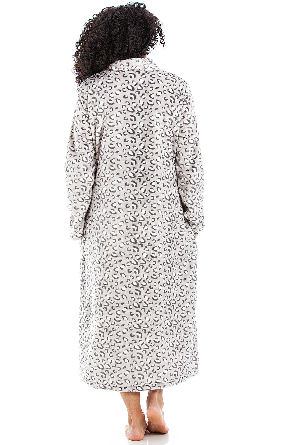 Womens Supersoft Fleece Zip Up Animal Print Robes