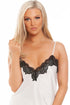 Luxury Antique Ivory Satin Black Floral Lace Cami Set