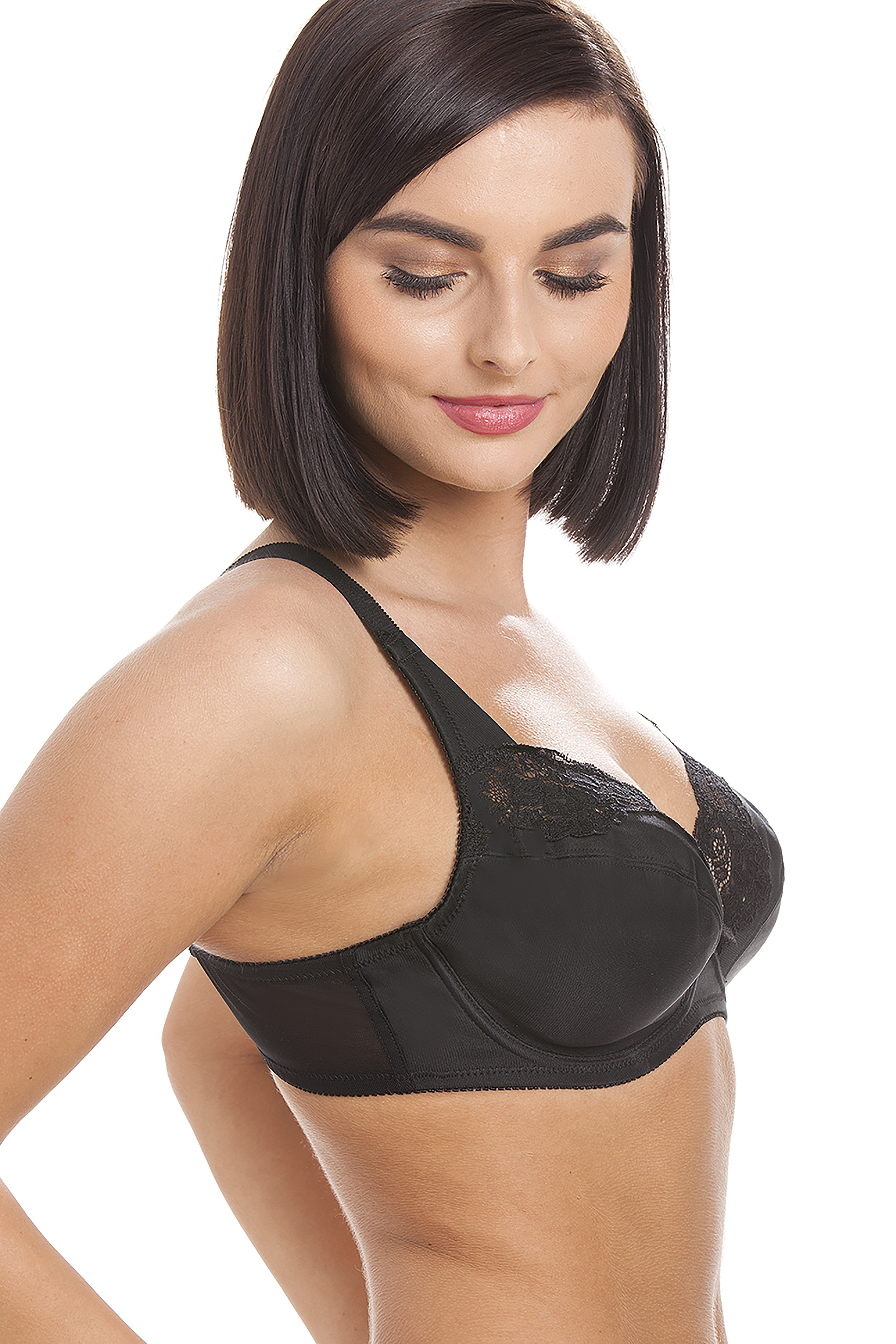 Womens Black Non Padded Underwired Lace Bra