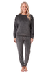 Camille Womens Ribbed Jacquard Velvet Fleece Pyjama Set