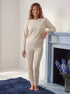 Camille Womens Ribbed Jacquard Velvet Fleece Pyjama Set