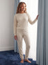 Camille Womens Ribbed Jacquard Velvet Fleece Pyjama Set