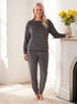 Camille Womens Ribbed Jacquard Velvet Fleece Pyjama Set