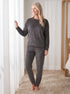 Camille Womens Ribbed Jacquard Velvet Fleece Pyjama Set