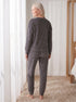 Camille Womens Ribbed Jacquard Velvet Fleece Pyjama Set