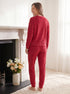 Camille Womens Ribbed Jacquard Velvet Fleece Pyjama Set