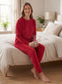 Camille Womens Ribbed Jacquard Velvet Fleece Pyjama Set