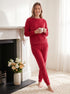Camille Womens Ribbed Jacquard Velvet Fleece Pyjama Set