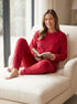 Camille Womens Ribbed Jacquard Velvet Fleece Pyjama Set