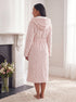 Women's Super Soft Jacquard Sherpa Fleecce Hooded Bathrobe