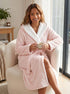 Women's Super Soft Jacquard Sherpa Fleecce Hooded Bathrobe