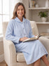 Camille Womens Supersoft Popcorn Textured Fleece Button Up Housecoat