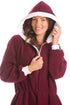 Burgundy Fleece Hooded All In One Onesie Pyjama