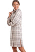 Camille Women's Button Front Nightshirt in Grey Check Fleece Nightwear