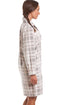 Camille Women's Button Front Nightshirt in Grey Check Fleece Nightwear