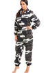 Camille Womens Super Soft Fleece Snow Camoflauge Onesie