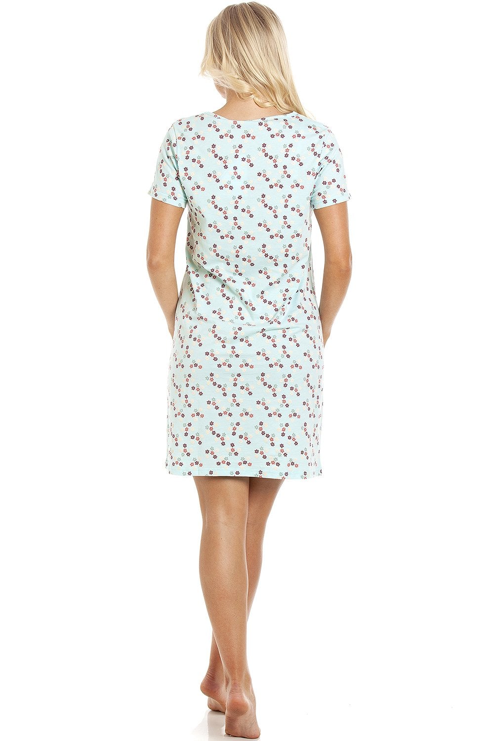 Womens Soft 100% Cotton Short Sleeve Knee Length Floral Nightshirts