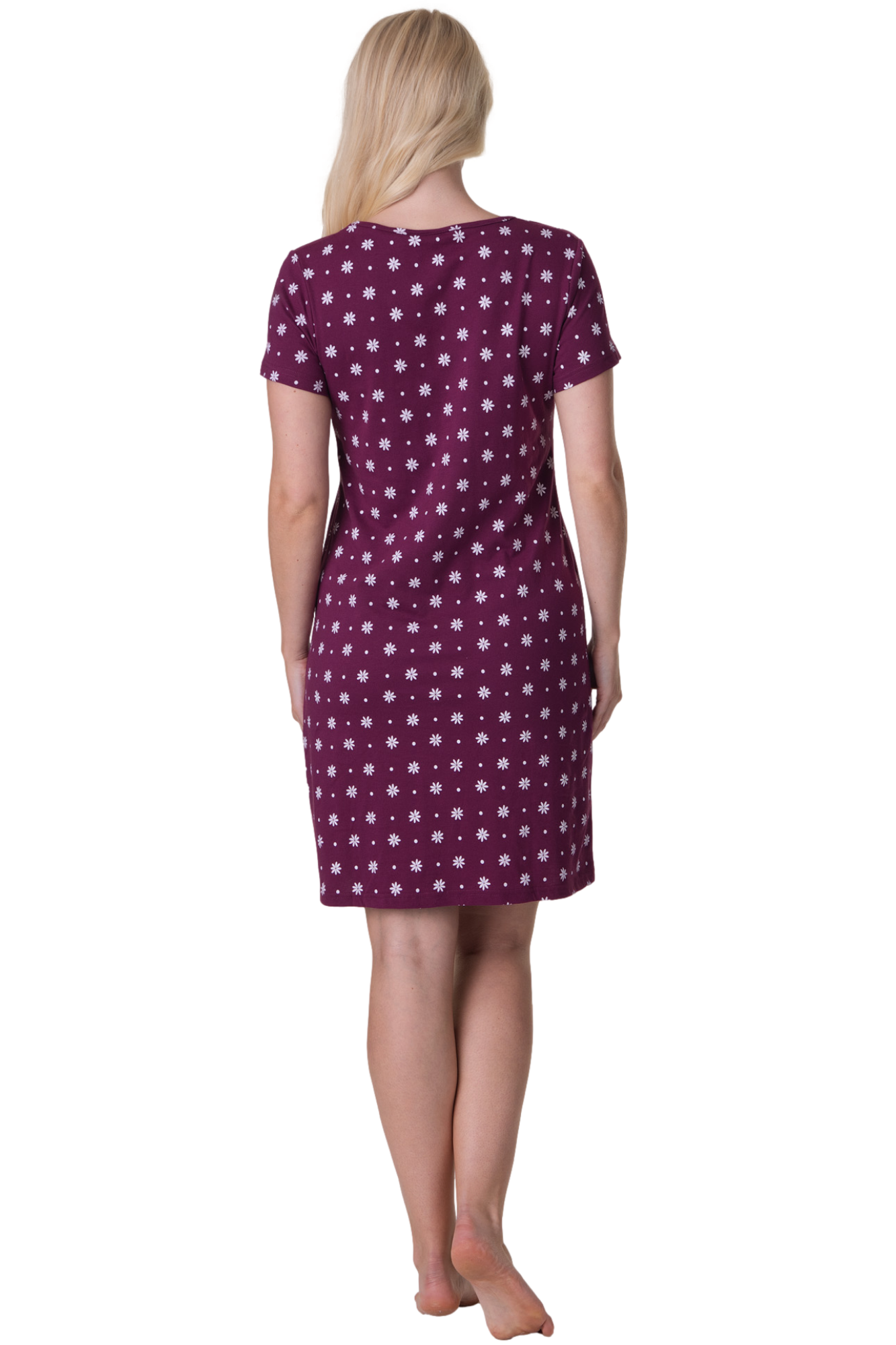 Womens Soft 100% Cotton Short Sleeve Knee Length Floral Nightshirts