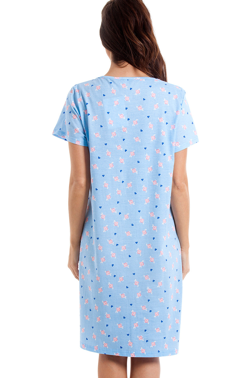 Womens Soft 100% Cotton Short Sleeve Knee Length Floral Nightshirts