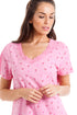 Pink Floral And Heart Print Light Pink Cotton Nightdress