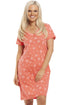 Womens Soft 100% Cotton Short Sleeve Knee Length Star Print Nightshirts