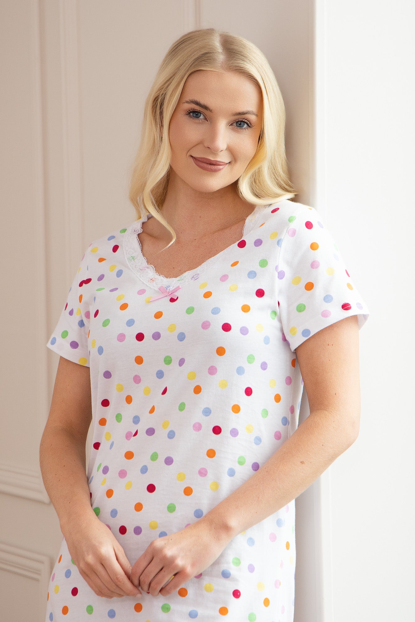 Multi Spot Print Cotton Nightdress