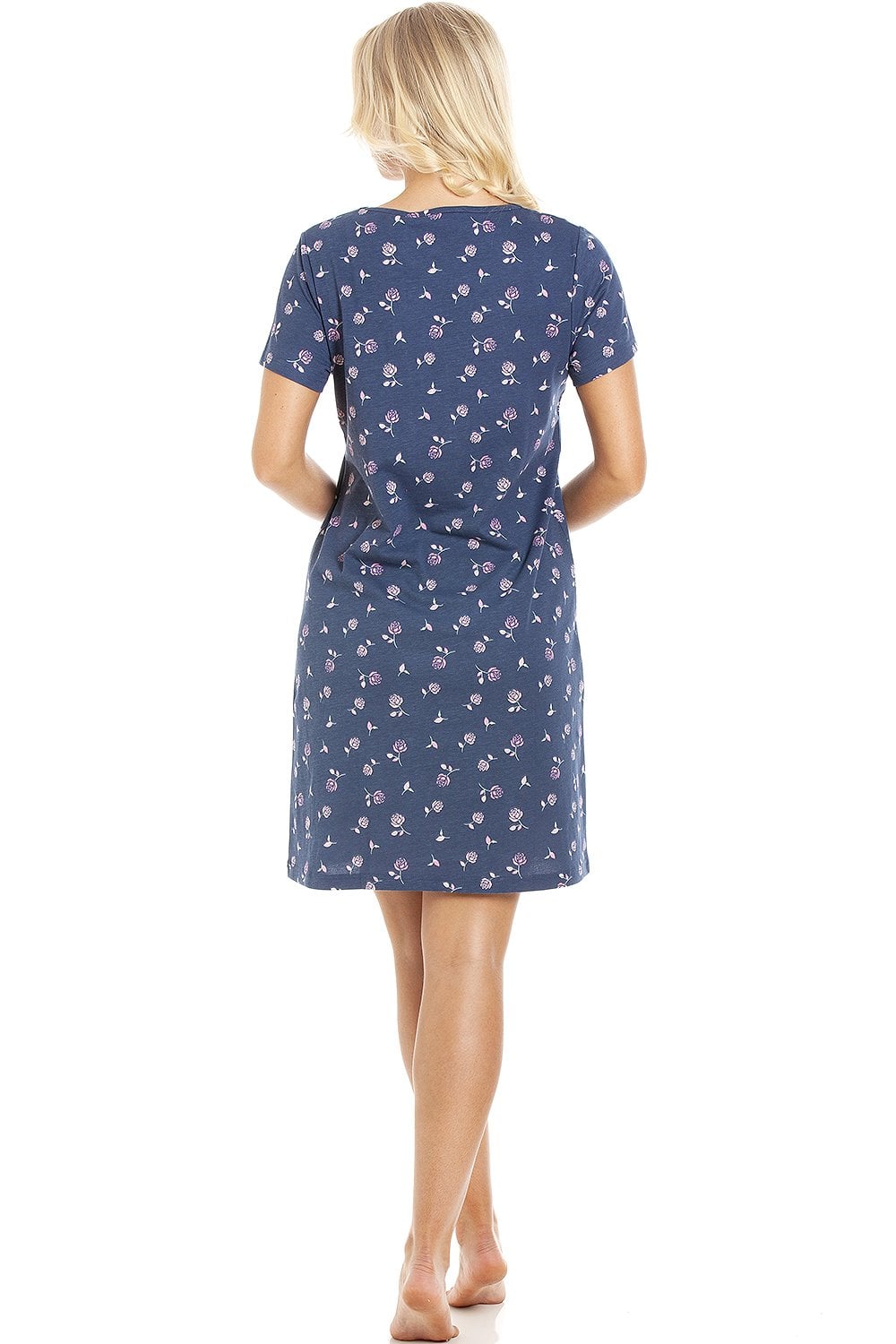 Womens Soft 100% Cotton Short Sleeve Knee Length Floral Nightshirts