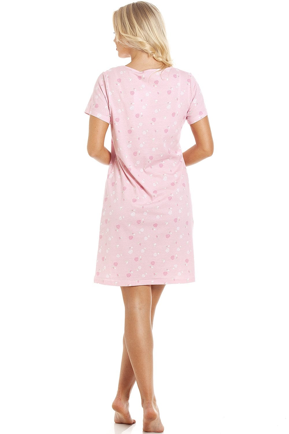 Womens Soft 100% Cotton Short Sleeve Knee Length Floral Nightshirts