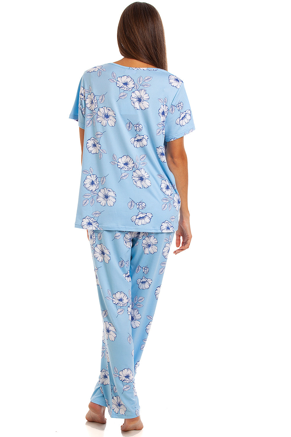 Womens Full Length Floral Print Spandex Pyjama Set