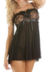 Womens Sexy Sheer Black Babydoll & Mesh Thong