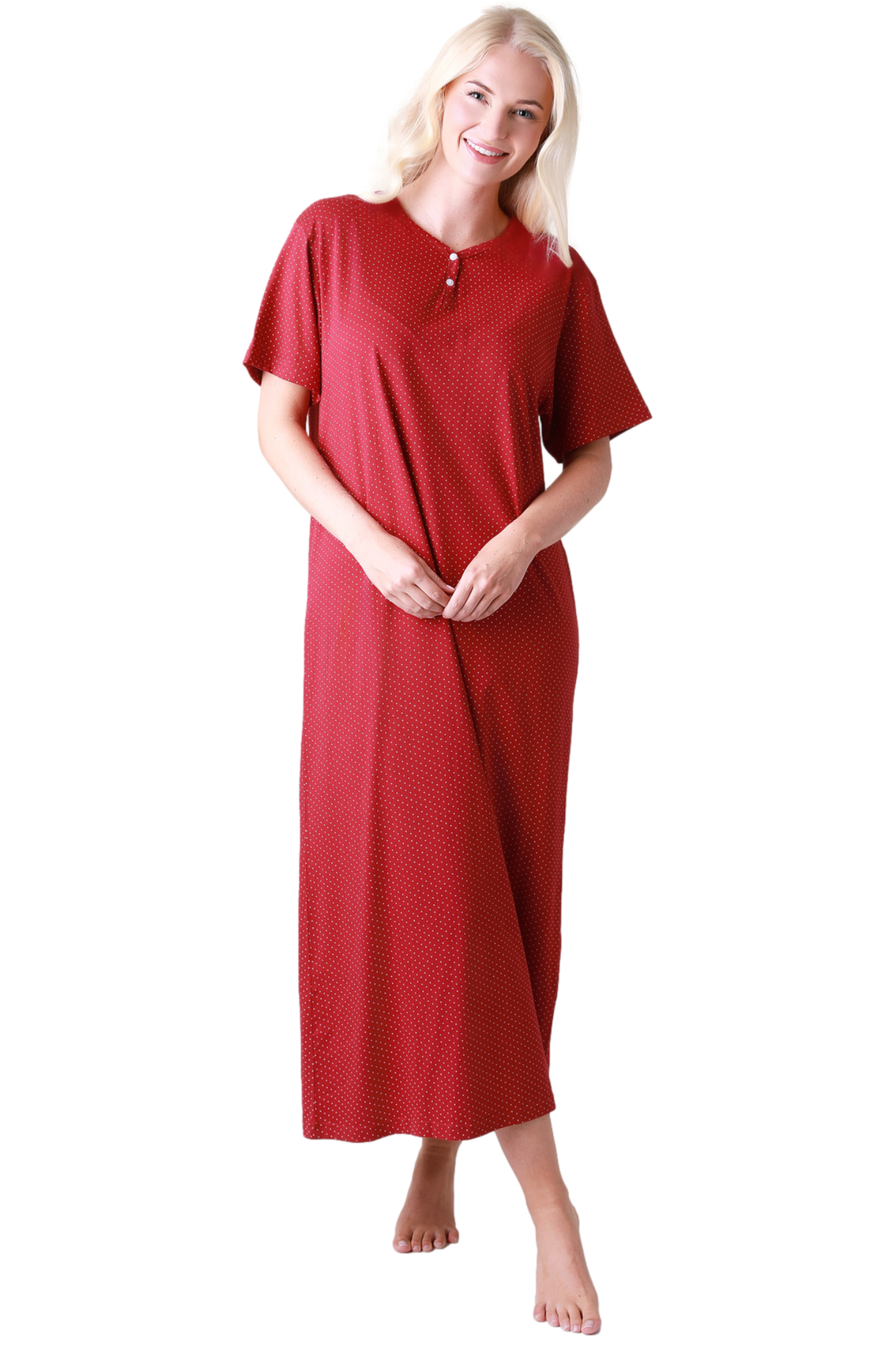 Womens 100% Organic Cotton Classic Full Length Short Sleeved Nightdress