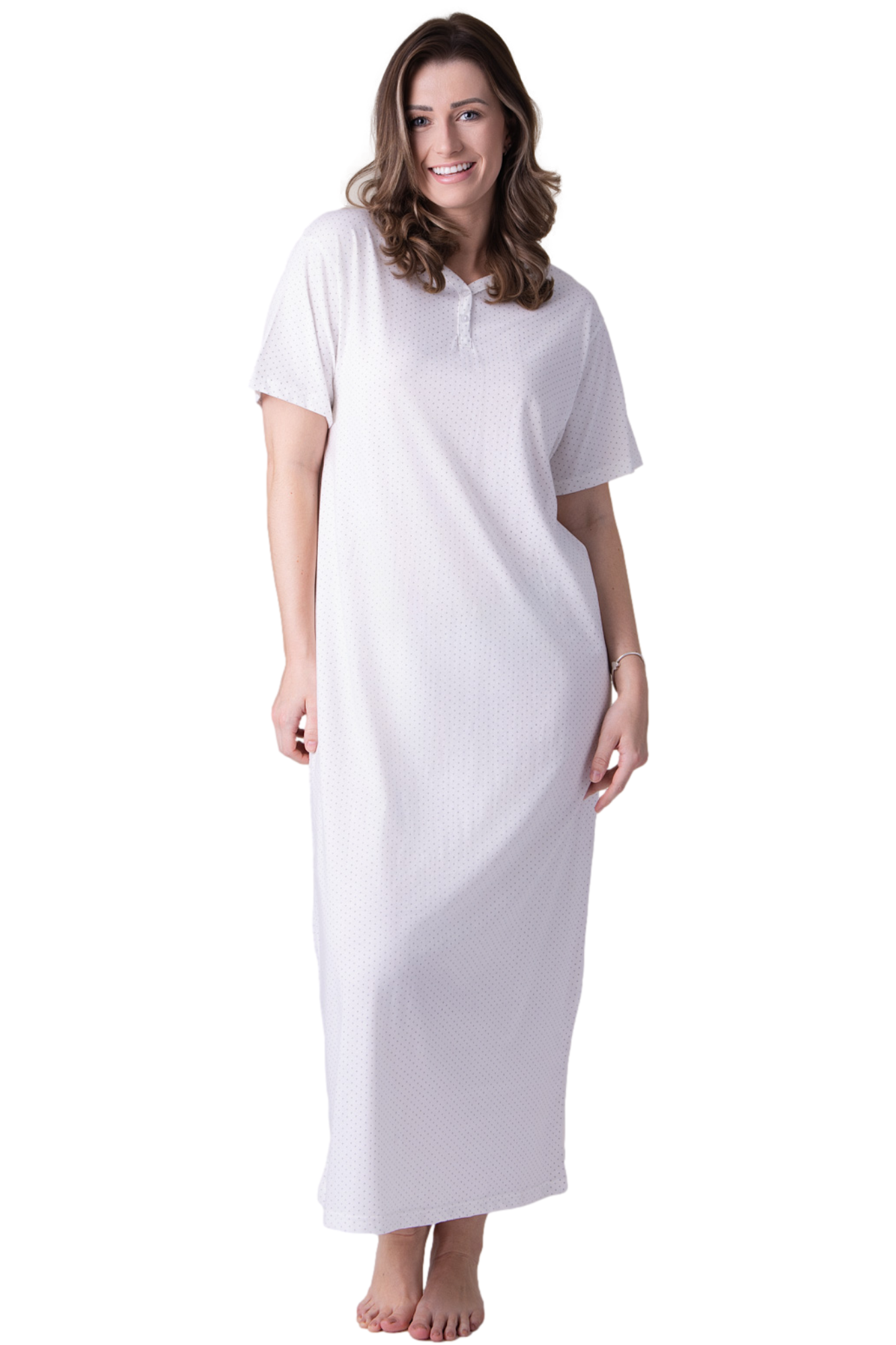 Womens 100% Organic Cotton Classic Full Length Short Sleeved Nightdress