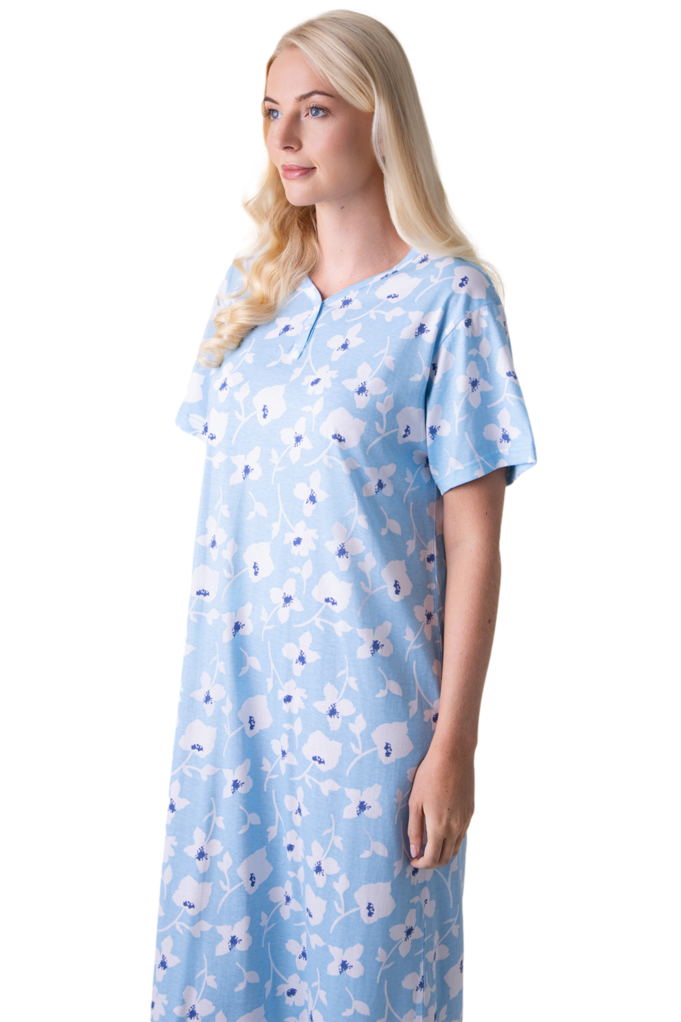Womens 100% Organic Cotton Classic Full Length Short Sleeved Nightdress
