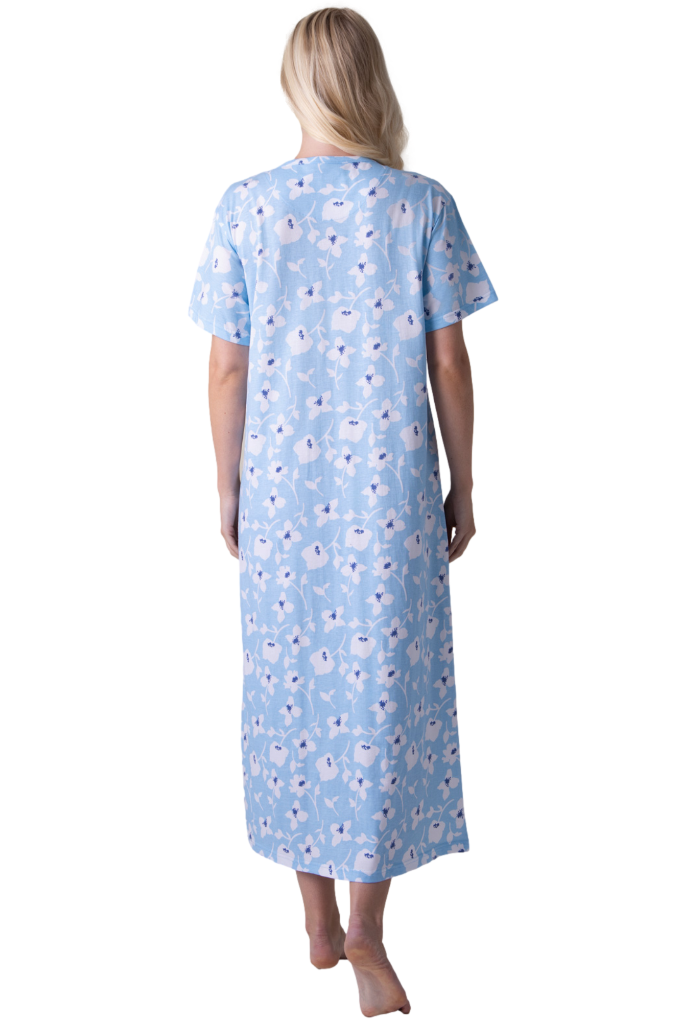 Womens 100% Organic Cotton Classic Full Length Short Sleeved Nightdress
